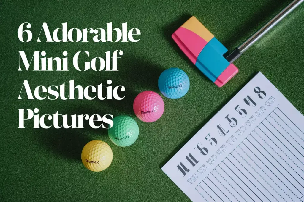 Overhead Flat Lay Colorful Putter Golf Balls Artificial Turf