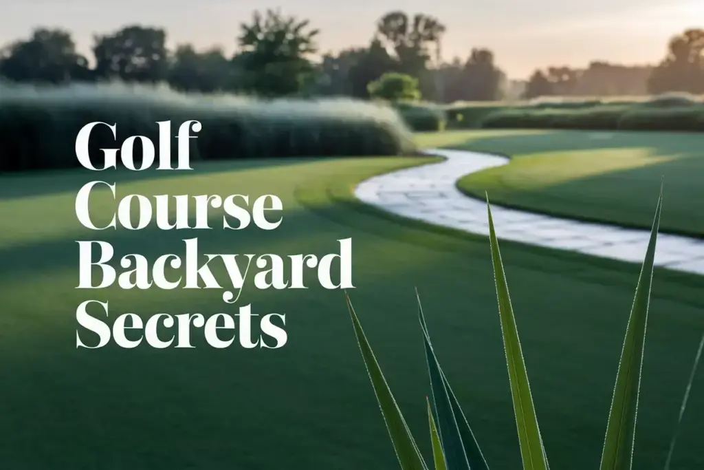 Professional Manicured Green Lawn Dawn Dew Ornamental Stone Pathway Layered Planting Backyard Landscape