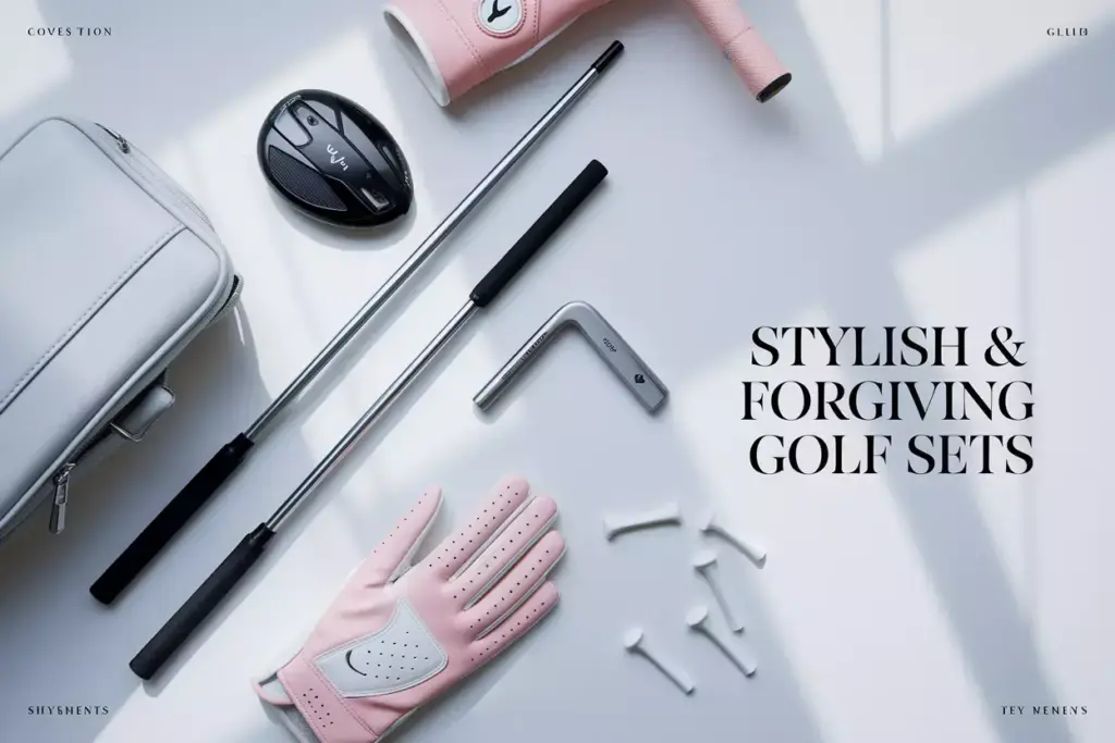 Stylish Modern Womens Golf Clubs Bag On Minimalist Grey Background