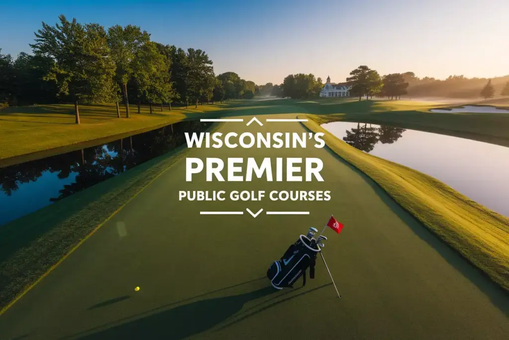 Wisconsin Championship Golf Course Aerial View Fairway Bag Flag