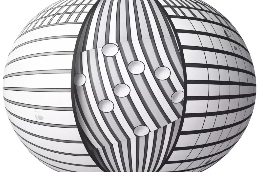 Golf ball drawing with straight parallel stripes