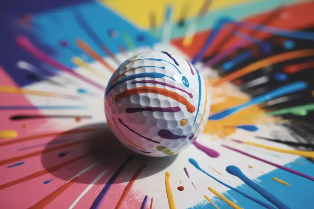 Colorful abstract flowing line pattern on rolling golf ball