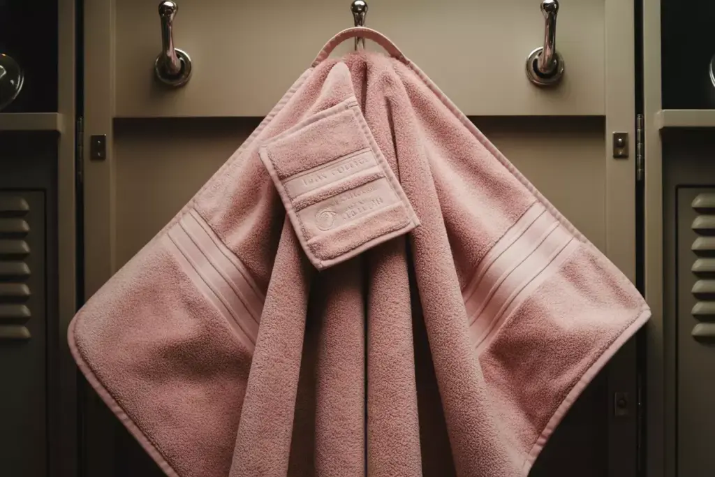 Plush thick luxury pink golf towel hanging loop clubhouse