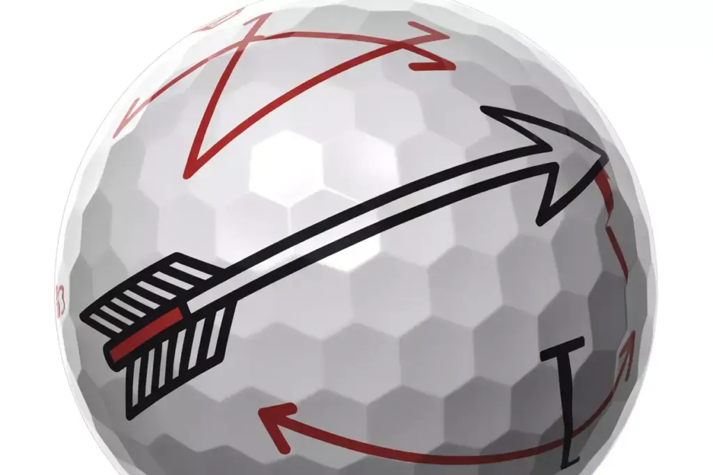 Directional arrow golf ball alignment aid black shaft color accents