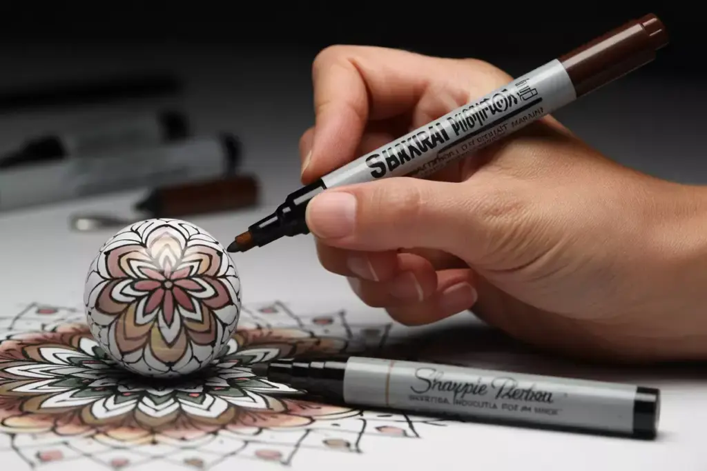 Detailed mandala pattern drawn with permanent marker