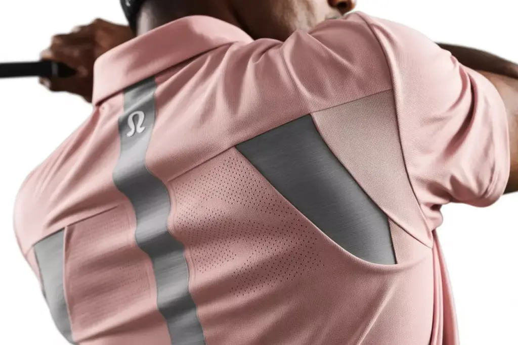 Lululemon metal vent tech pink mist perforated panel detail