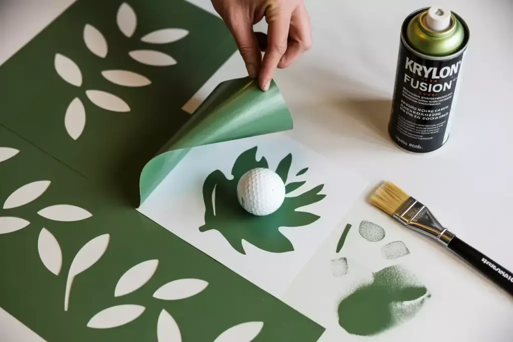 Professional leaf stencil design revealed on golf ball