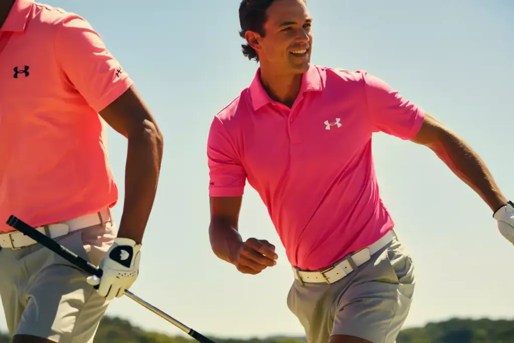 Under armour lipstick pink heatgear polo golfer sun action