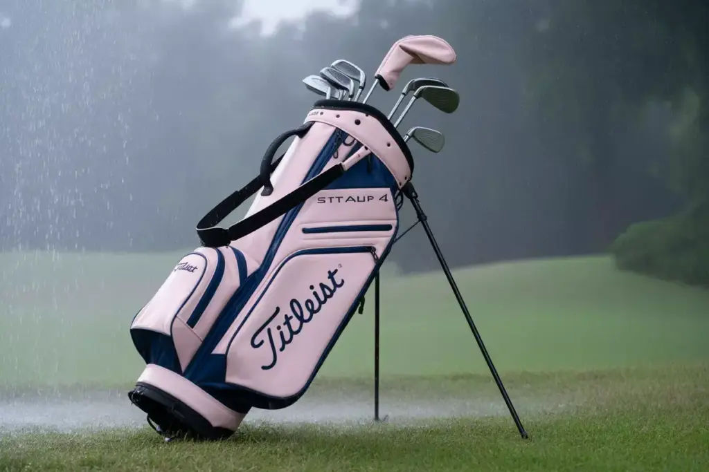 Titleist players 4 plus stadry bag navy pink rain protection