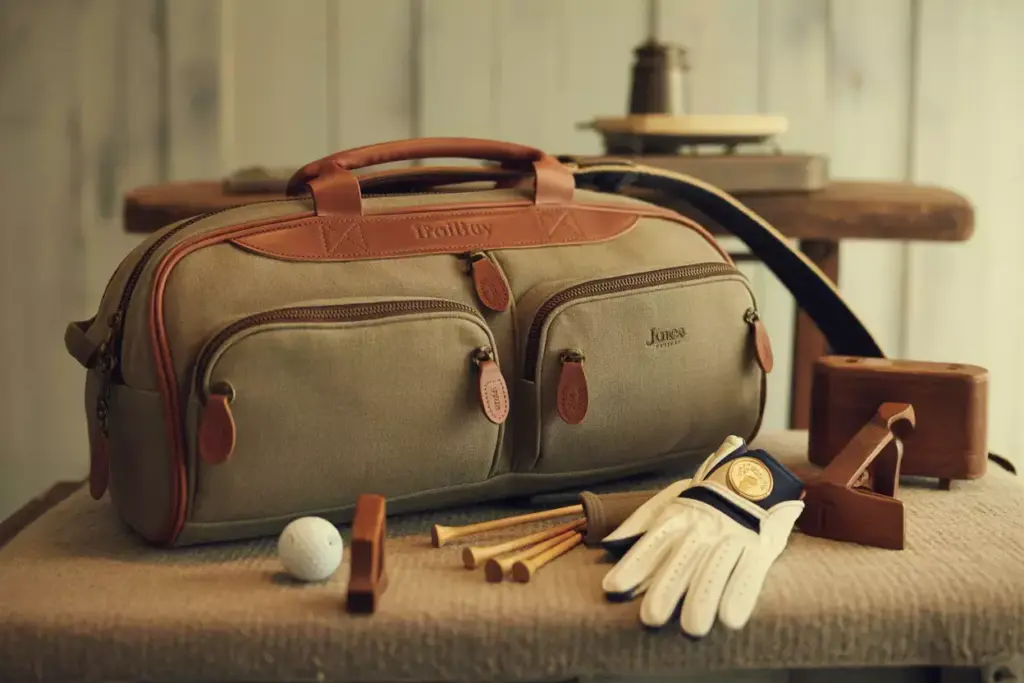 Jones utility trouper bag canvas leather vintage flatlay