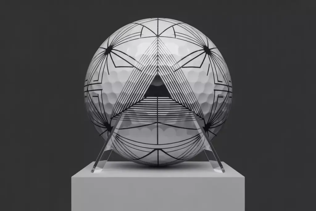 Black white geometric pattern tessellation on golf ball pedestal