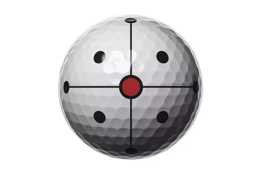 Target dot system golf ball pole equator markings