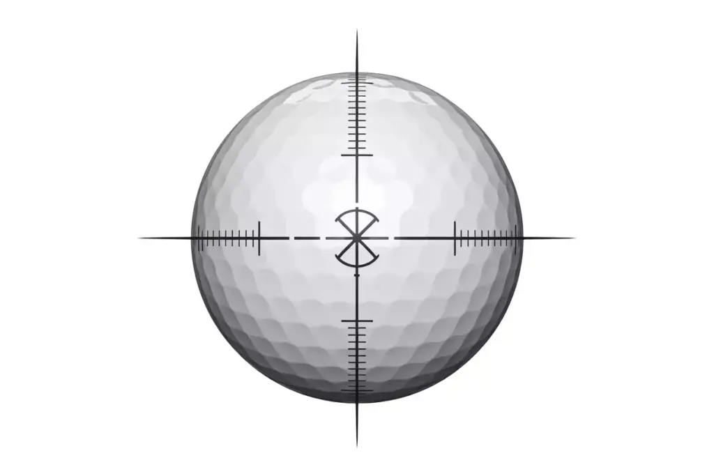 Crosshair configuration golf ball precision targeting lines