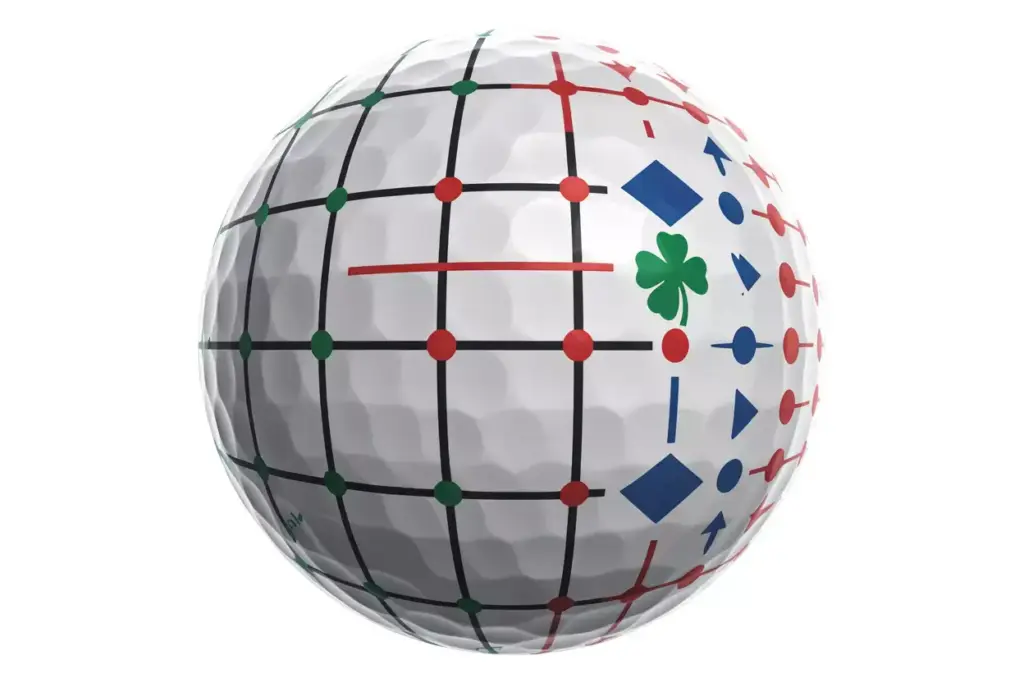 Multi color coordinate system golf ball strategic markings
