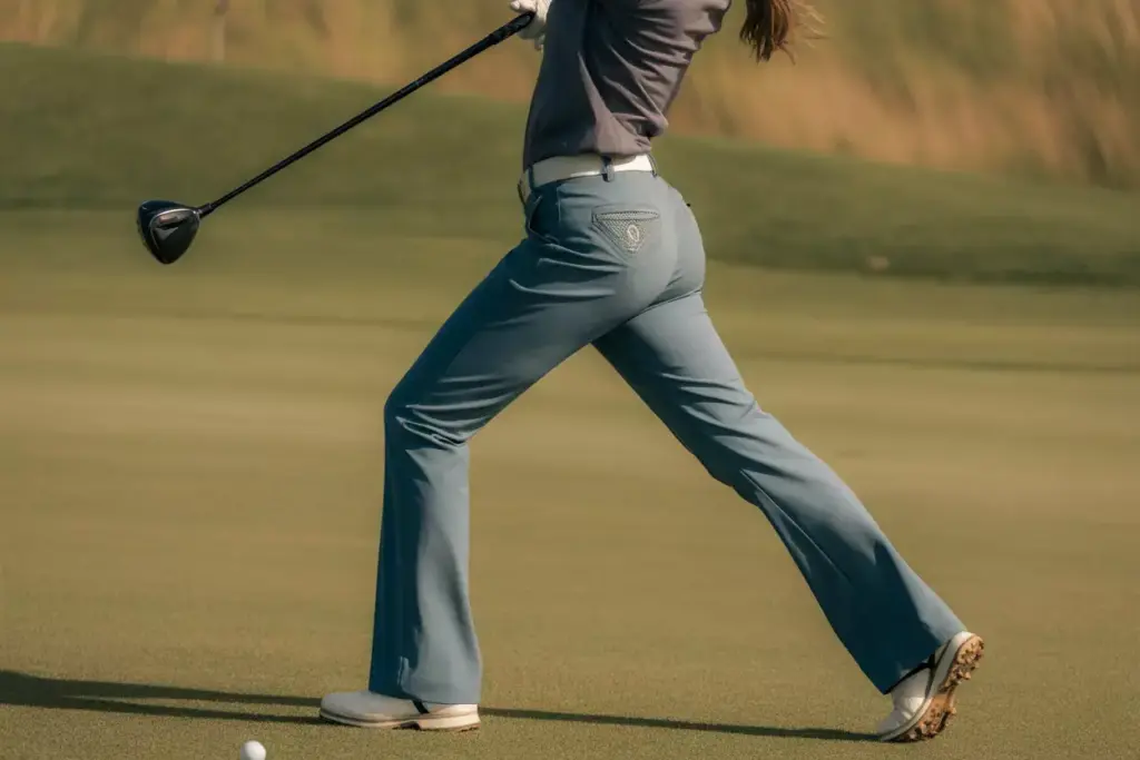 Modern bootcut golf pants articulated knee flare