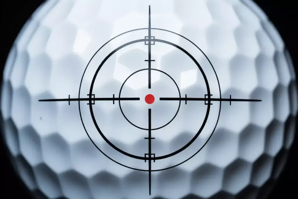 Target crosshairs precision alignment golf ball design