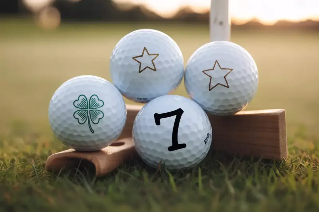 Lucky symbols numbers confidence golf balls collection