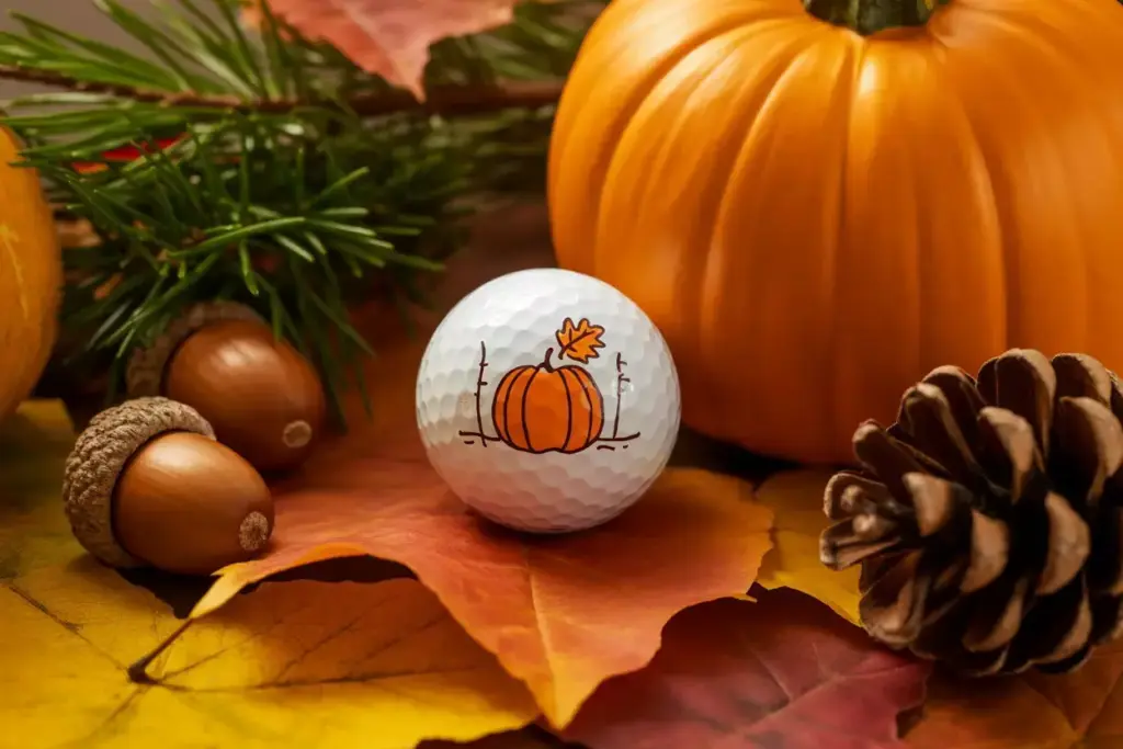 Autumn pumpkin leaf seasonal holiday golf ball design