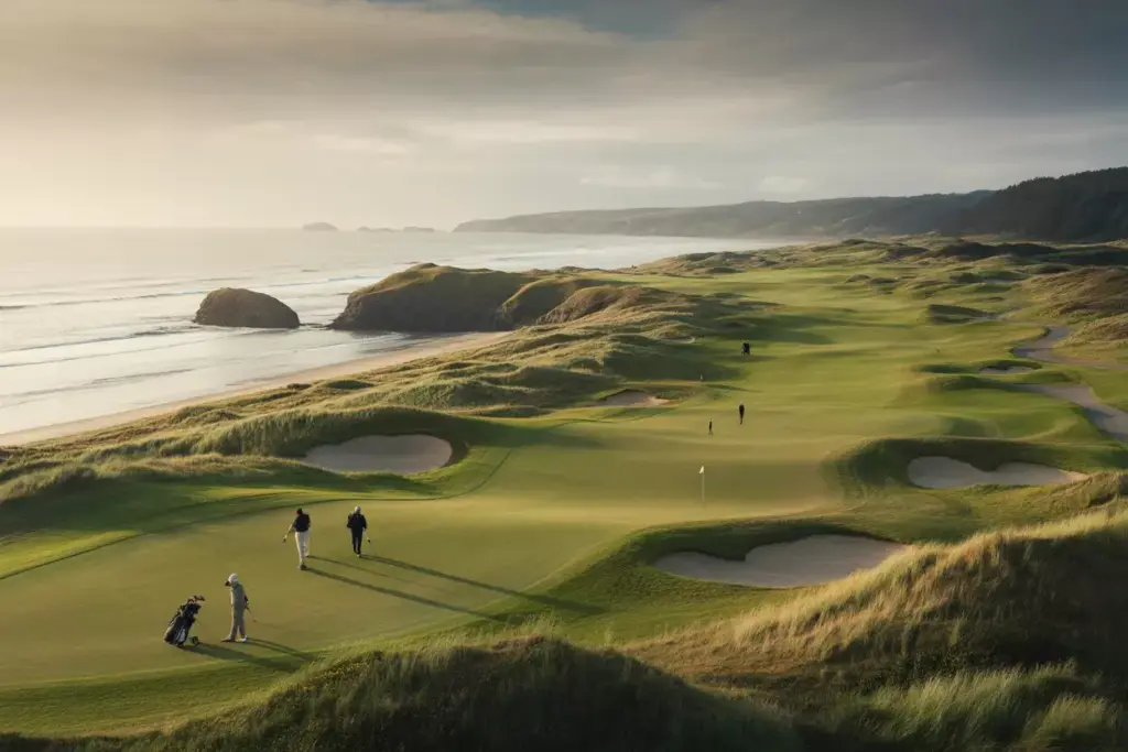 Bandon dunes resort oregon coastline aerial view four championship courses