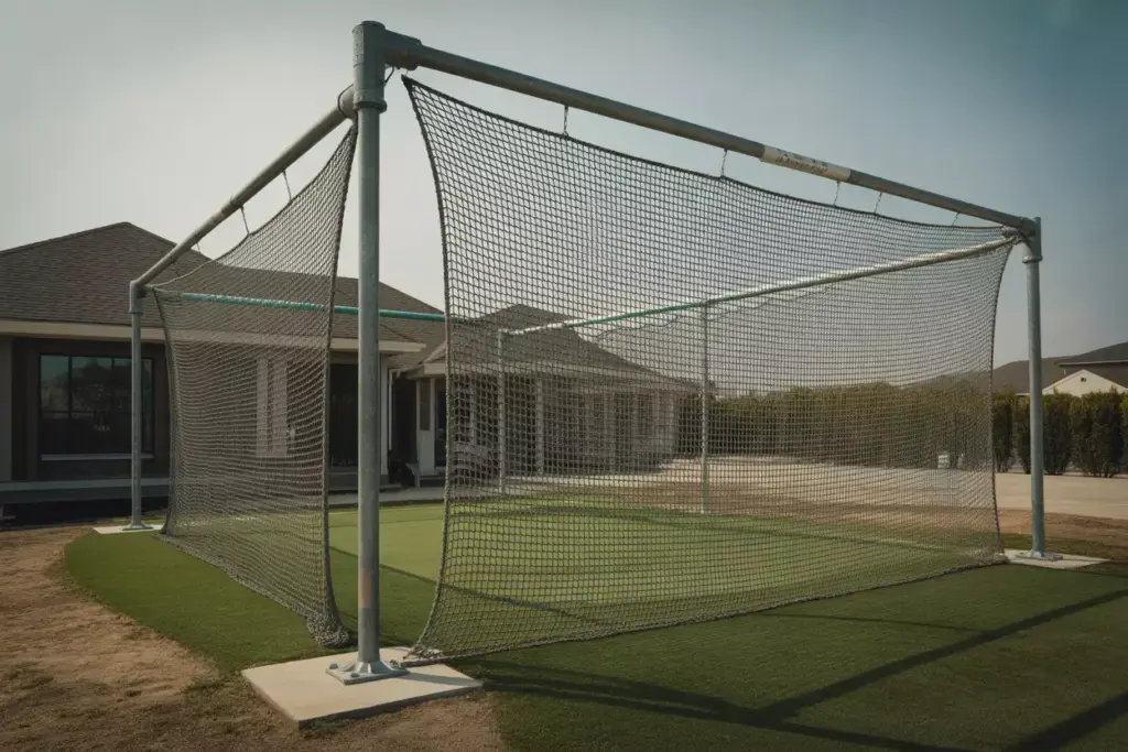 Permanent Driving Range Installation With Steel Frame Concrete Footings And Large Net