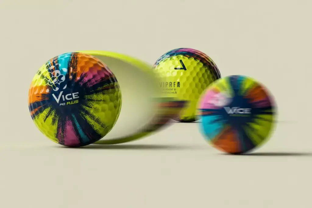 Vice pro plus neon gradient golf ball artistic design motion blur