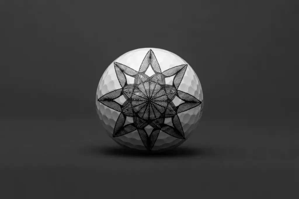 Black white mandala pattern golf ball studio isolated