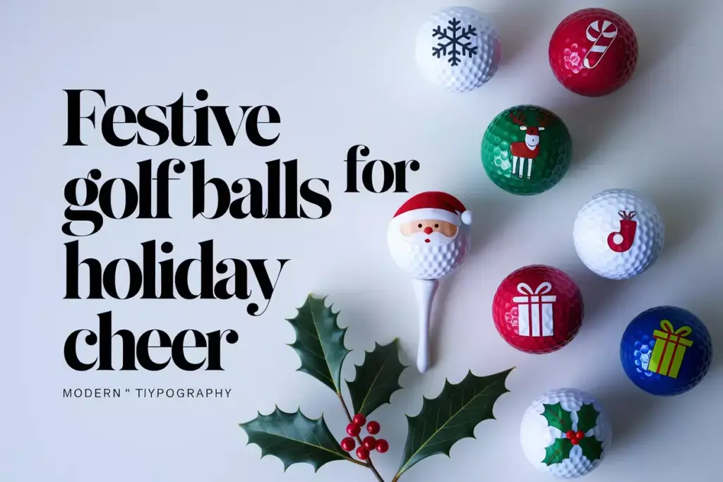 A curated collection of christmas golf balls on clean background