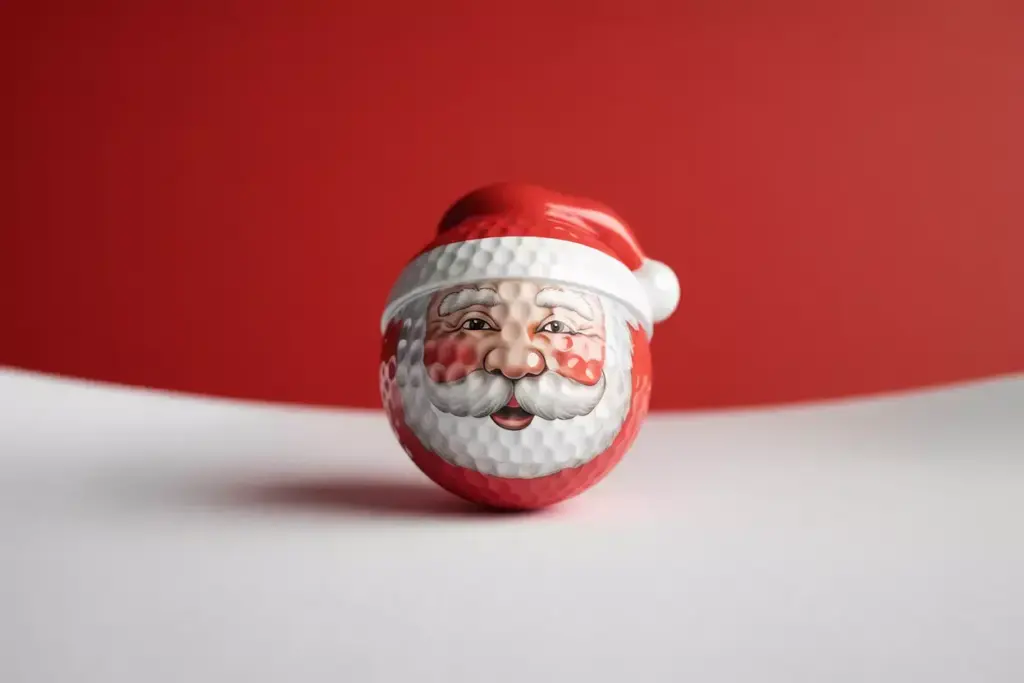 Santa claus face golf ball studio product shot