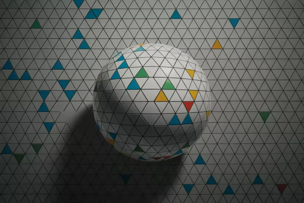 Geometric triangle mosaic golf ball modern colorful pattern