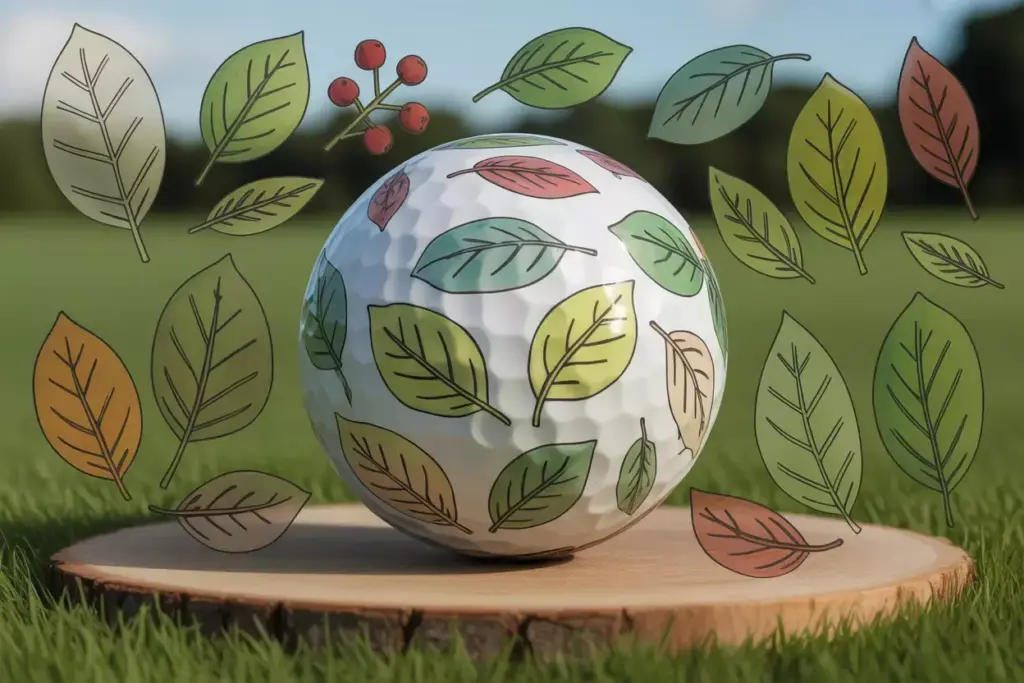 Nature leaf pattern golf ball green earth tones organic