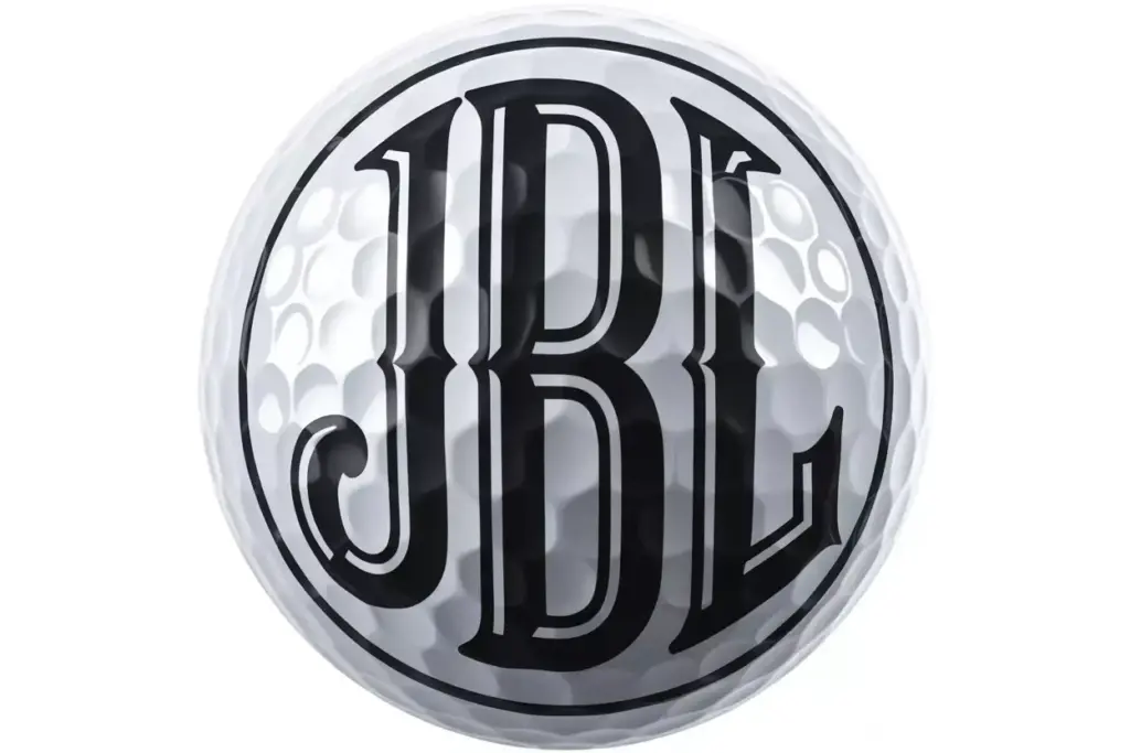 Personalized monogram golf ball elegant serif initials border