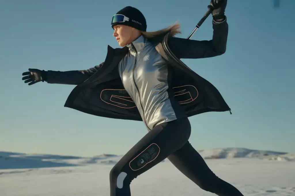 The Tech Forward Performance Look Woman Golfer In Heated Jacket And Smart Beanie