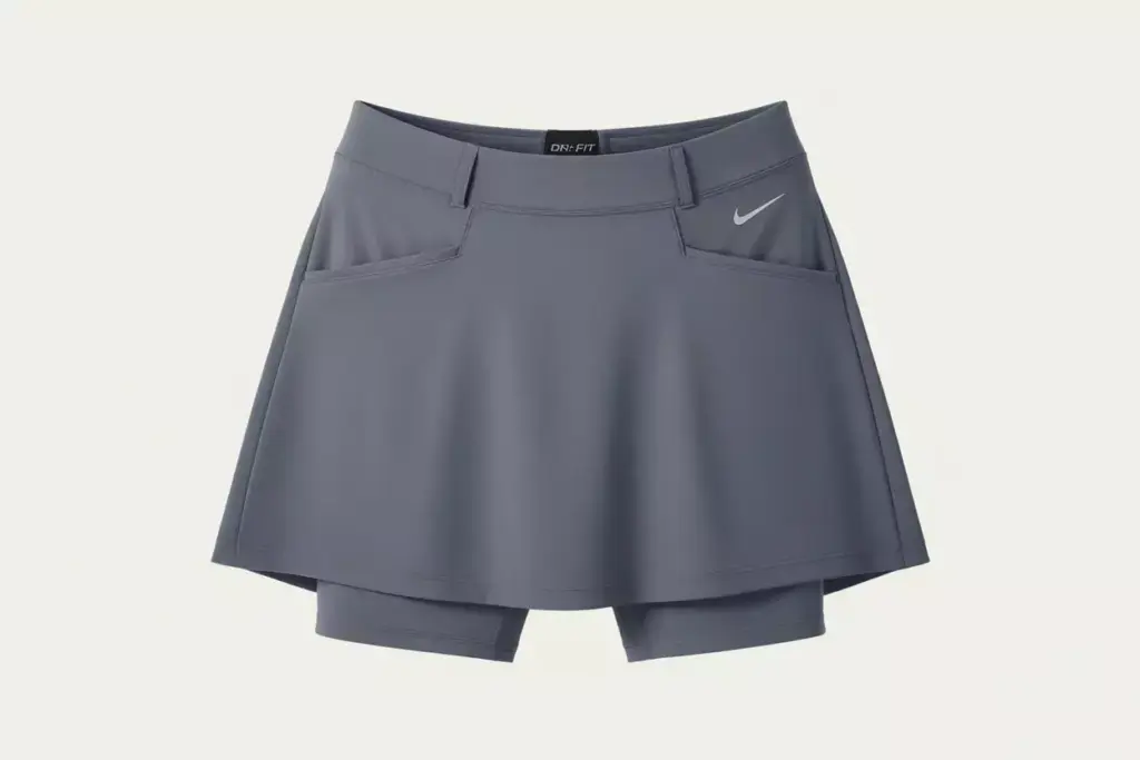 Nike dri fit victory 15 inch golf skirt with built in compression shorts flat lay