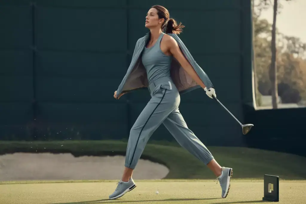 Athletic innovator jogger pants tank top golf swing