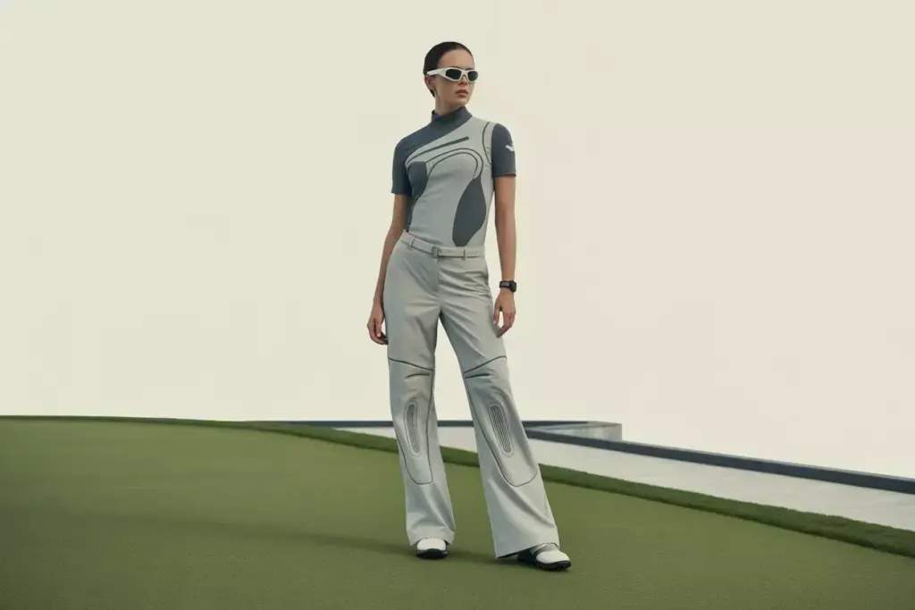 Tech forward trendsetter advanced fabric pants modern top