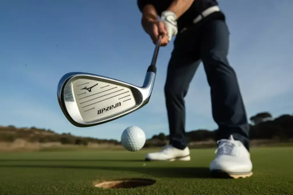 Mizuno Iron Impact Closeup Golfer Hands Ball Compression Forged