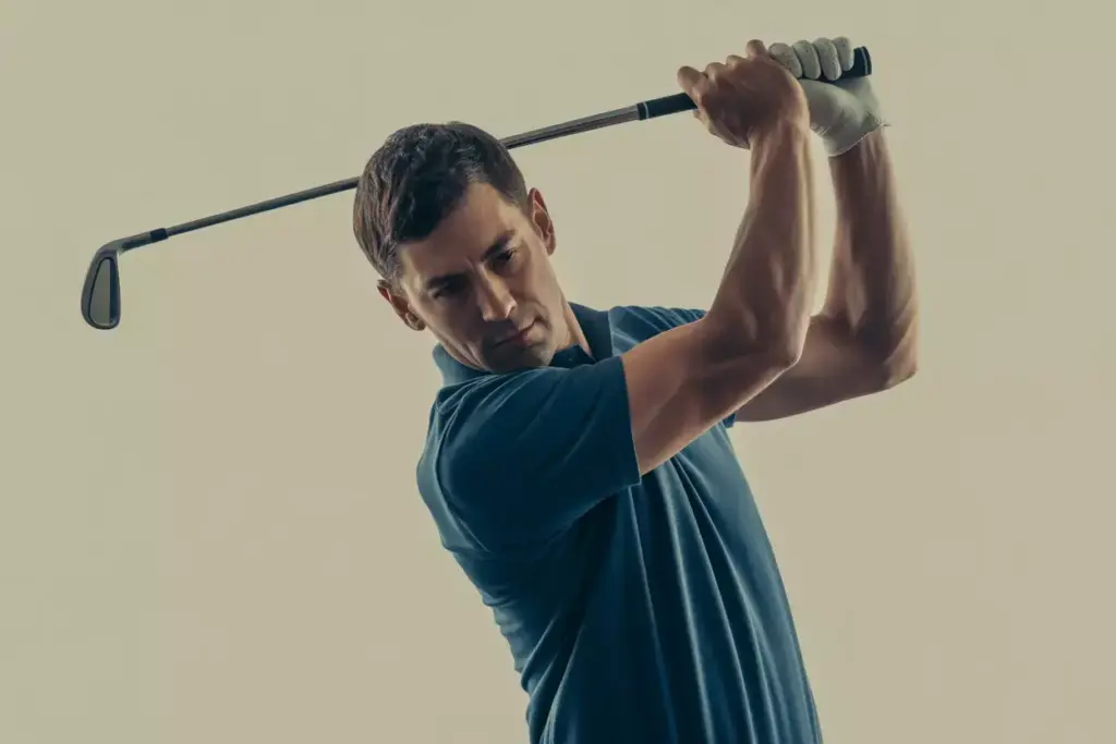 The One Piece Takeaway Drill Golfer Practicing With A Club Across Chest For Connected Backswing