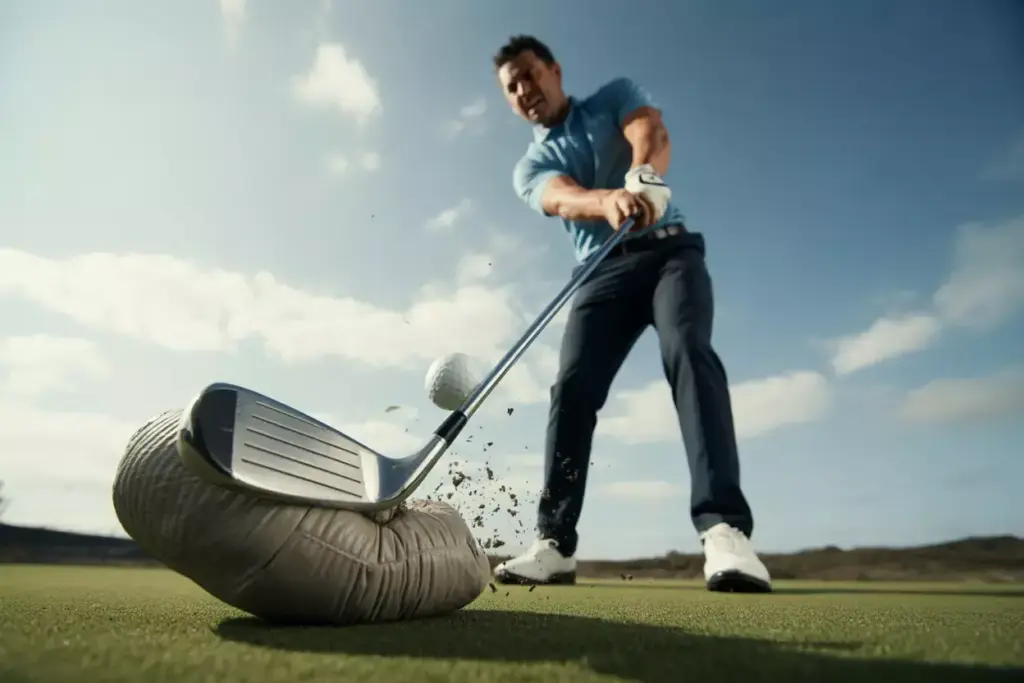 The Impact Bag Power Drill Golfer Striking Impact Bag With Hands Ahead Of Clubhead