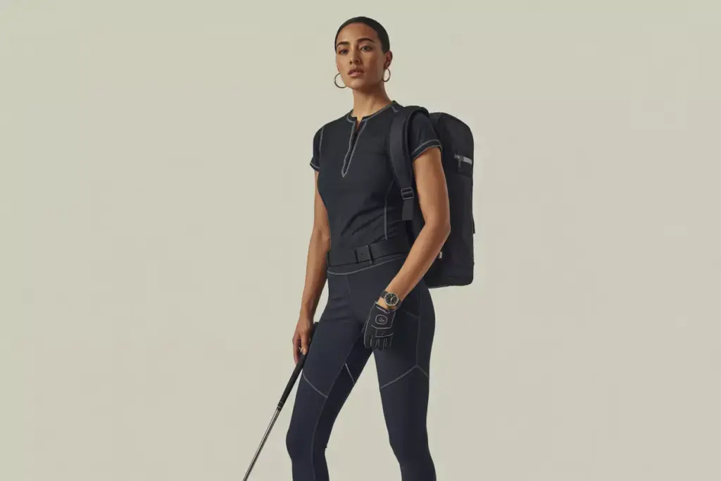 The Modern Minimalist In A Black Henley Leggings And Monochrome Sneakers At A Simulator