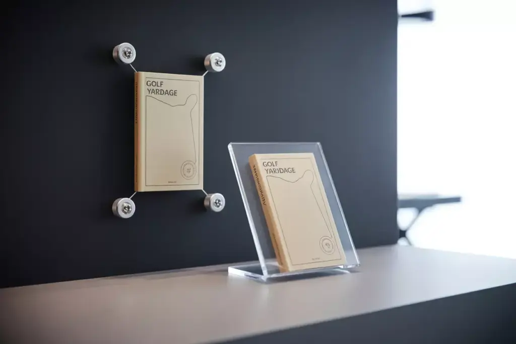 Yardage Book Mounted With Magnets On Dark Surface Modern Floating Display