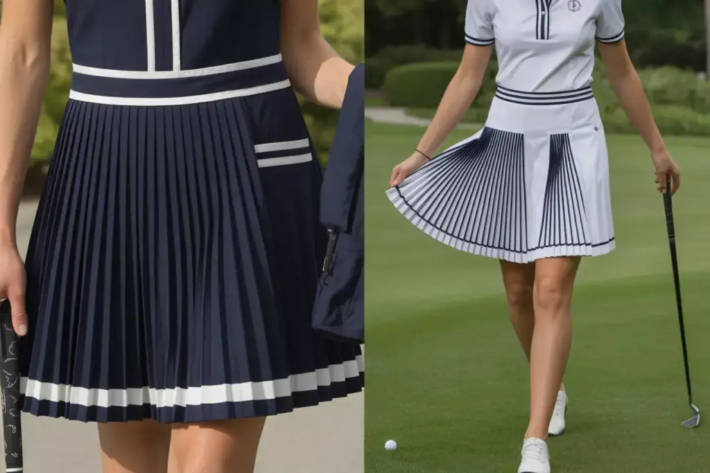 Preppy pleated golf dress with contrasting trim