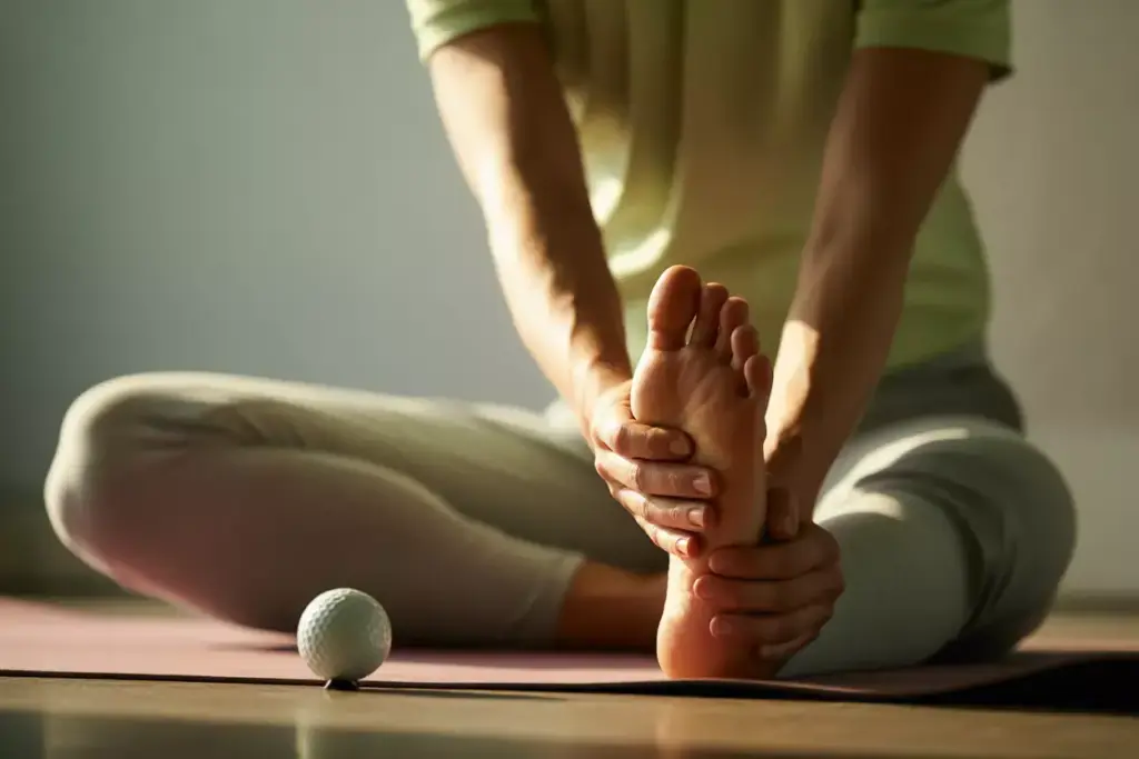 A Golfer In Seated Figure Four Hip Opener Pose For Hip Mobility And Recovery
