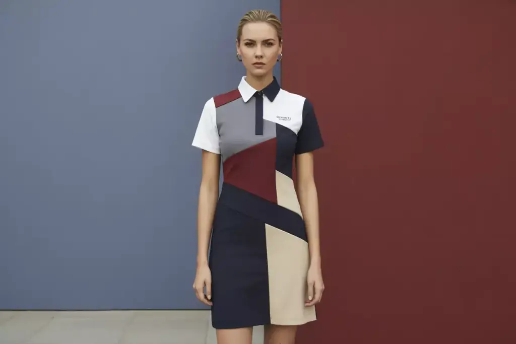 Color block geometric golf dress professional graphic