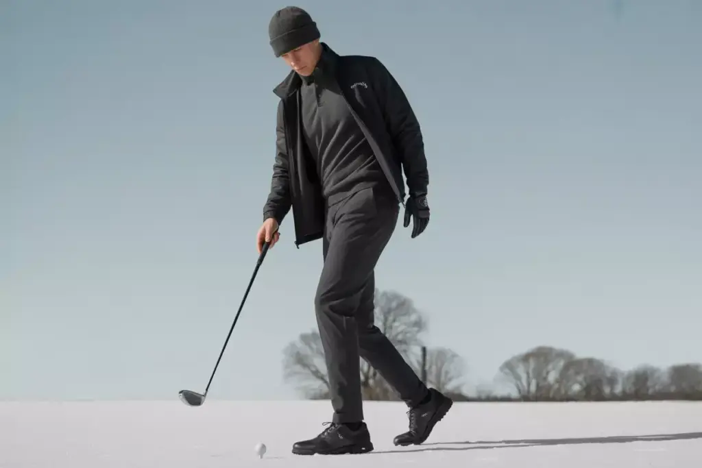 Modern Minimalist Golfer In Monochrome Black And Charcoal Layers