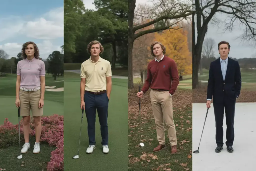 A Four Season Montage Of The Same Graduate In The Same Golf Course Spot Showing Spring Summer Fall And Winter