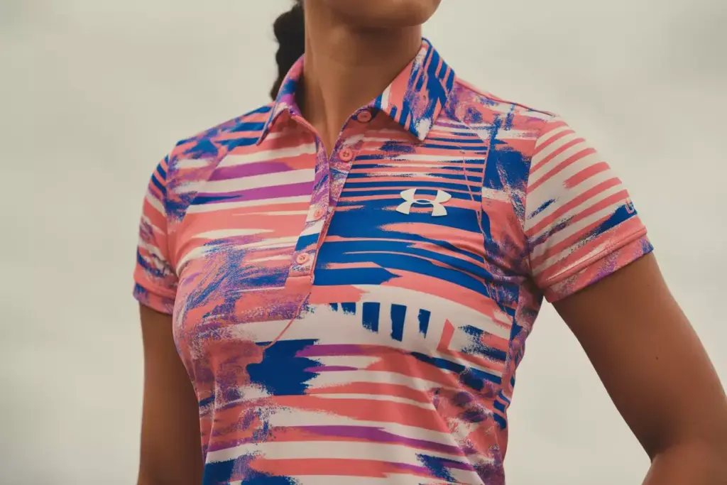Under armour zinger bold pattern polo studio close up