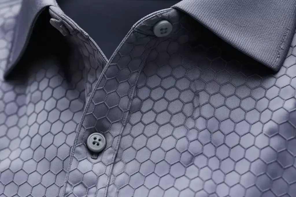 Callaway micro hex polo fabric texture macro detail