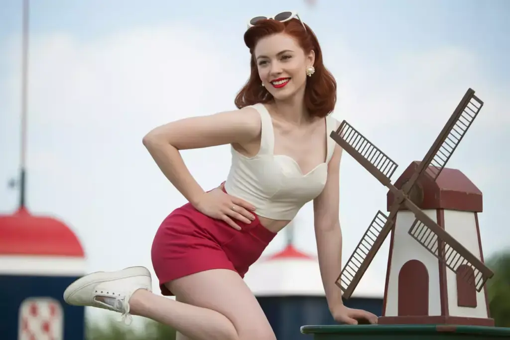 Retro red shorts cat eye sunglasses by windmill obstacle