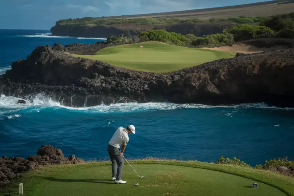 Mauna Kea 3Rd Hole Par 3 Ocean Carry Lava Rock Green