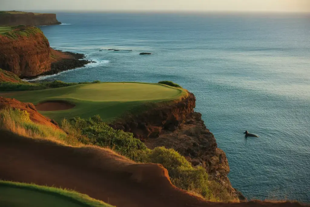 Manele Golf Course Cliff Side Fairway Pacific Ocean 150 Feet